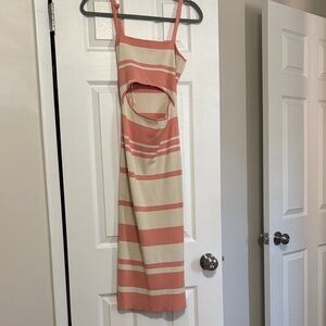 Striped Coral and Cream Dress